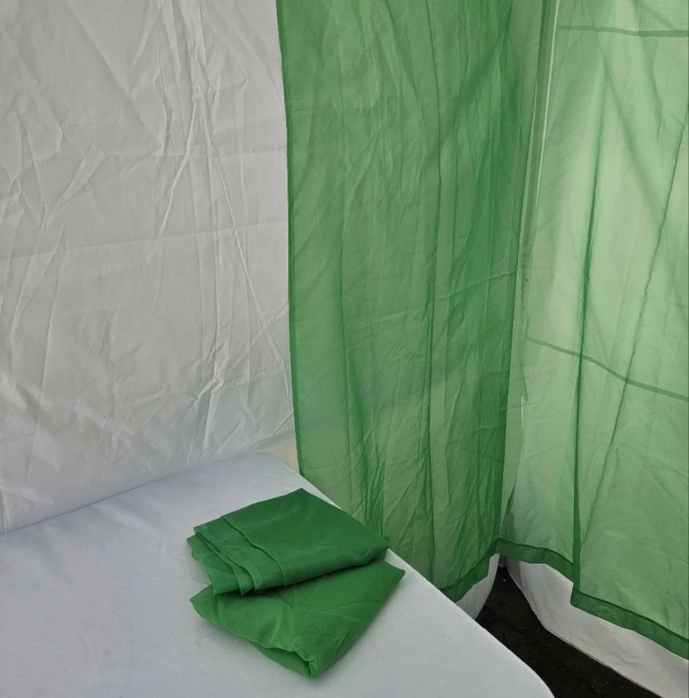 3 Sheer Green Curtain Panels
